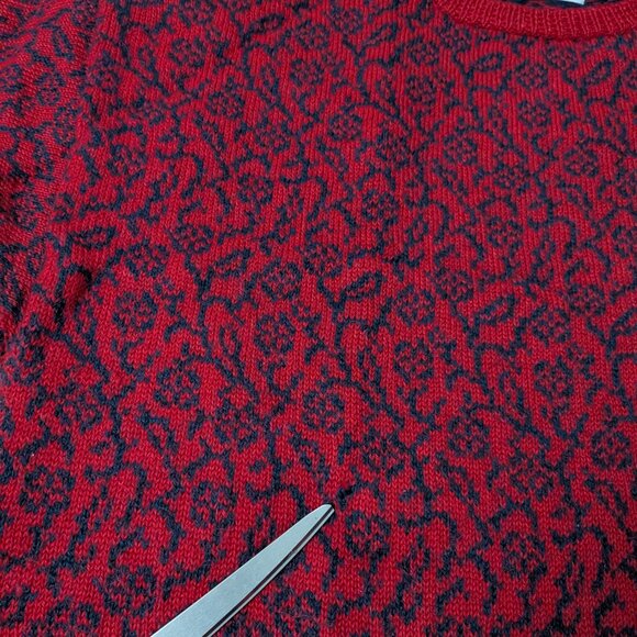 M Vintage Peruvian Connection Long Sleeve Red Knit Dress Bolivia h348 - Picture 6 of 9